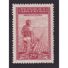 ARGENTINA 1935 GJ 756 ESTAMPILLA NUEVA MINT PAPEL RAYADO COLOR CARMIN CLARO U$ 6,50